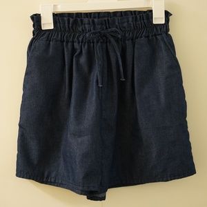 High Waisted Blue Jean Elastic Shorts